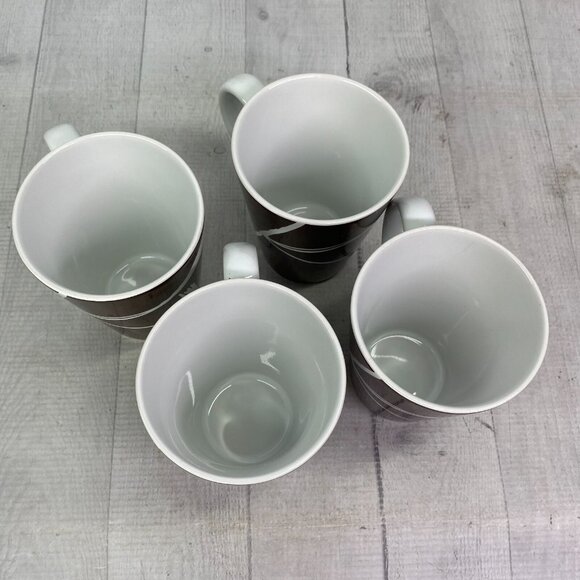 Home Target DUSK Brown Chocolate Geometric Leaves Stoneware 14oz Cups Mugs Set 4 - Picture 6 of 16